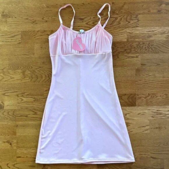 Dolls Kill Dresses & Skirts - NWT Sugar Thrillz dolls kill pink slip dress ruched bodice empire rose mini